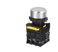 Push Button Switch with LED 22mm Momentary Waterproof Power Switch with Light 380V, 12V, 24V, 110V, 220V 10A 1NO(WHITE,1NO_MOMENTARY_220V)