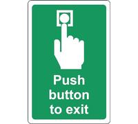 Push button to exit Safety sign - Self adhesive sticker (150mm x 100mm) Case (Pack of 10)