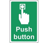 Push button to exit sign - 1mm Plastic sign (150mm x 100mm)