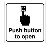 Push Button To Open Sign - Size 120mm x 120mm - Self adhesive vinyl sticker - Clearly shows how to operate the door mechanism (1)