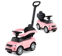 Push Car for Toddlers, 3 in 1 Licensed Baby Ride on Toy with Parent Control Handle Safe Guardrails, Kids Sliding Walker with Under Seat Storage Horn for Boys Girls (Pink)