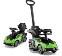 Push Car for Toddlers, Lamborghini Kids Toy Car Stroller w/Push Handle & Detachable Guardrail, Horn & Engine Sound, Seat Storage, Foot-to-Floor Ride On Push Car for Boys Girls (Green)
