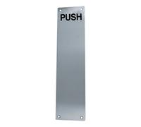 PUSH Door Finger Plate in Satin Stainless Steel from EUROART