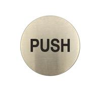 Push Door - Stainless Steel Sign - 75mm Adhesive Backing For Office Bathroom Fire Door Safety Sign