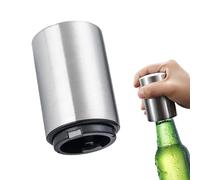 Push Down Bottle Opener, Magnetic Bottle Opener, No Damage Quick to Open Beer Cola Soda Top Cap Kitchen Gadgets Accessories, Home Bar Kitchen Accessories (Silver)