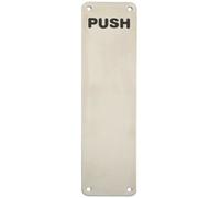 Push Engraved Door Finger Plate 300 x 75mm Satin Stainless Steel Push Plate