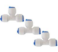 Push Fit 1/4" Tee Connector RO Fitting (Compatible with John Guest 1/4") 3 Pack (3)