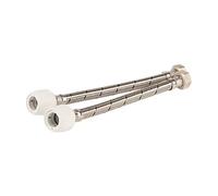 Push-FIT Connection Flexible TAP CONNECTORS 15MM X 3/4" X 500MM, Demountable & Reusable, with Brass Nut & Rubber Washer, 2 in Pack