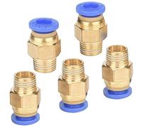 Push-Fit Connector, Quick Connector, Pack of 5 Pneumatic Screw Connection (G1/8 Inch x 6 mm)