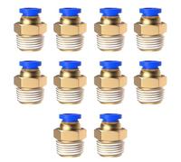 Push-in Fitting 1/4inch 1/8inch 3/8inch 4mm 6mm 8mm 10mm Pneumatic Fittings Male Thread Hose Fitting Quick Release Air Fitting Connectors for Industry Automatic 10Pcs (4mm 1/4")