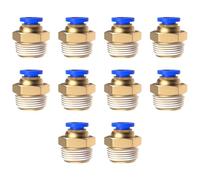 Push-in Fitting 1/4inch 1/8inch 3/8inch 4mm 6mm 8mm 10mm Pneumatic Fittings Male Thread Hose Fitting Quick Release Air Fitting Connectors for Industry Automatic 10Pcs (6mm 3/8")