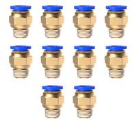 Push-in Fitting 1/4inch 1/8inch 3/8inch 4mm 6mm 8mm 10mm Pneumatic Fittings Male Thread Hose Fitting Quick Release Air Fitting Connectors for Industry Automatic 10Pcs (10mm 1/4")