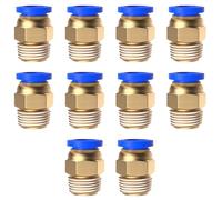 Push-in Fitting 1/4inch 1/8inch 3/8inch 4mm 6mm 8mm 10mm Pneumatic Fittings Male Thread Hose Fitting Quick Release Air Fitting Connectors for Industry Automatic 10Pcs (8mm 1/4")