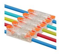 Push-in Terminal Blocks 10-Pack, 2/3/5/10/12 Positions, Transparent Flame-Retardant Housing, Quick Connect Lever(PCT-301 (Pack of 10))