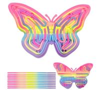 Push Peel Sensory Board, Butterfly Shaped Silicone Fidget Board with 11 Strings, Sensory Toys for ADHD ADD OCD Autism