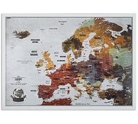 Push Pin Map + BONUS 100 Pins, Europe Travel Map with Frame, Personalized Map with Original Colours, 52 x 42cm