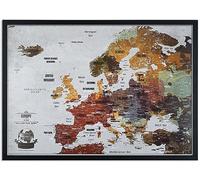 Push Pin Travel Map + BONUS 100 Push Pins, Europe Travel Map with Frame, Personalized Maps with Original Colours, 52 x 42cm, The Travel Map for Travelers, standard frames are suitable