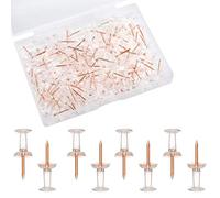 Push Pins 100 PCS Thumbtacks Drawing Pins for Walls Notice Board Pins Clear Drawing Pins for fixing, bulletin board pushpins(Rose Gold)