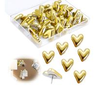 Push Pins Heart 30 Pcs, Cute Decorative Thumb Tacks Gold Pins for Pinboard Drawing Pins Notice Board Pin for Cork Boards Bulletin Boards Wall Home Office Posters Photos Postcards Maps Fixing