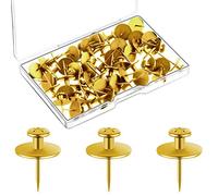 Push Pins Picture Hangers Double Headed Thumb Tacks Wall Hooks for Wall Hangings Picture Hangers Nails Small Photo Hanging Hook Pins for Home Office Photo Decor(Gold,25 Pieces)