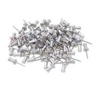 Push Pins, Steel Aluminum Head Push Pins - Sharp steel point - Silver, 3/8 Long - Box of 100