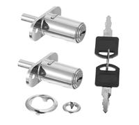 Push Plunger Lock Silver 2pcs for Zinc Alloy Sliding Door Showcase