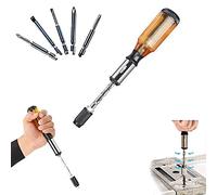 Push Pull Ratchet Screwdriver Semi Automatic Adjustment Spiral Ratchet Screwdriver with 5 Replaceable Heads (A)