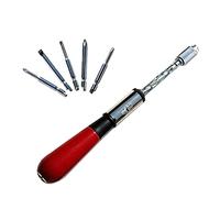 Push-Pull Ratchet Screwdriver,Semi-Automatic Adjustment Spiral Ratchet Screwdriver,Wood Handle Ratchet Screw Driver with Replaceable Bit