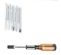 Push Pull Ratchet Screwdriver Set 6 in 1 -automatic Press Type Rotary Spiral Hand Tool with Alloy Steel Bits and Storage Handle Compatible with