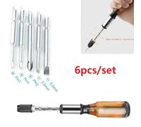 Push Pull Ratchet Screwdriver Set, 6 in 1 Press Type Semi-Automatic Rotary Spiral Screwdriver with 5 Bits and Storage Handle