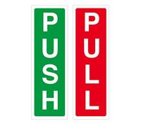 Push & Pull Red Green Door Sign Vinyl Safety Stickers 190mm by 60mm Pack of 2 Waterproof
