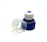 Push Pull Replacement Caps for Bottles (10) | 28mm | Pop Up Cap Fits Major Water and Soda Bottle Brands | Made in USA | 10 Reusable Blue & White Twist Screw Lids