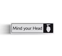 Push Pull Toilets Staff Only Arrow Ladies Gents Door Signs Self Adhesive Aluminium (Mind your Head)
