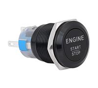 Push Start Ignition Switch,12V White LED Car Engine Start Stop Push Button Switch Stainless Steel (Silver), Zinc-Aluminium Alloy (Black)(Black)