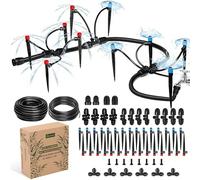 Push-to-Connect Drip Irrigation System Adjustable Irrigation System for Garden Raised Bed Automatic Plant Watering System Complete Drip Irrigation Kit with Drip Emitters, Tubing, Connectors