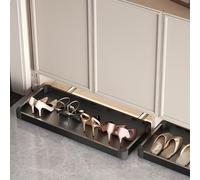 Push to Eject Shoe Rack for Under Cabinet,Under-Mount Sliding Shoe Organizer,Pull Out Shoe Tray for Entryway(Black,L24.1xD22in)