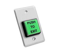 Push to Exit Button, Stainless Steel Request to Exit Switch, Green Square Indoor Access Control for Office and Commercial