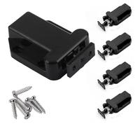 Push to Open Cabinet Latch, 4 Pack Black Touch Release Drawer Catches for Cupboard Doors, No Handles Required, ABS Spring-Loaded Push Catch