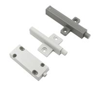 Push-to-Open Door Catch for Kitchen Cabinets and Drawers, Soft-Close Touch Release Latch with ABS Housing, Grey or White