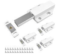 Push to Open Door Catches, 4 Pack White Cupboard Push Latch Magnetic Cabinet Push Opener, Drawer Closer Wardrobe Closure Press Out Latch for Door Closure and Popping Release, for Kitchen Bathroom