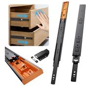 Push to Open Drawer Slides,3-Fold Full Extension Slides,Drawer Slides Open and Close with a Single Push,Have a rebounder, which has a Stronger Rebound Force and a Longer Life (Black 1set, 14INCH)