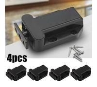 Push to Open Latch Set, Touch Release Cabinet Door Catch, Spri Loaded Drawer and Cupboard Touch Latch, Handleless ABS Cabinet Hardware for Furniture Doors, Black, Pack of 4 wi Installation Kit