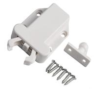 Push to Open Loft Catch Attic Hatch Lock with 3kg Hold Capacity Featuring Two Part Adjustable Counter Piece (White)