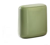 Push Top Bin Oval Waste Bin 12L Double Layer Rubbish Bin for Narrow Space Kitchen Bathroom Hands Lidded Trash Can ABS Plastic Footless Garbage Container(Green)