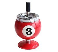 Push-type metal ashtray, windproof billiard ashtray with lid, with rotating tray, detachable and easy to clean, suitable for home desktop ornaments(Red3)