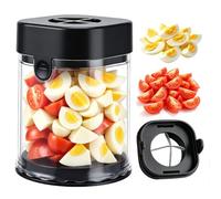 Push-Type Mini Fruit Slicer Cup - Stainless Steel Blade Cutter for Strawberries, Grapes, Eggs & More, Easy to Operate, Quickly Cuts into 4 Even Quarters, Detachable Reusable Kitchen Gadget, Black