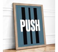 Push Typography Framed Wall Art Print A3 (42×29.7cm) Oak, Wall Decor for Living Room, Bedroom, Office & Home, Ready to Hang, Art Gift