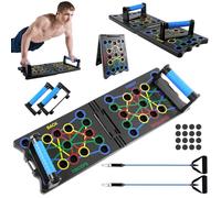 Push Up Board, 24-in-1 Multifunction Portable Strength Training Equipment, Home Workout Fitness Board with Resistance Bands, Handles and Non Slip Stickers for Exercise Shoulders,Chest,Back and Triceps