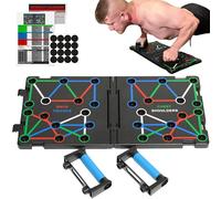 Push Up Board - Strong, ABS Plastic & Steel 20-in-1 Workout Boards w/Secure Lock Latches, Anti-Slip Handles - Foldable, Color-Coded Strength Training Equipment - Ideal Exercise Board for Home Gym for