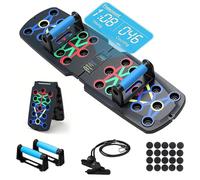 Push Up Board with Handle Bars, Kethvoz Pushup Fitness Training Equipment with Counter, Foldable Gym Workout Exercise Accessories for Home, Elastic Resistance Bands Pull Rope Included